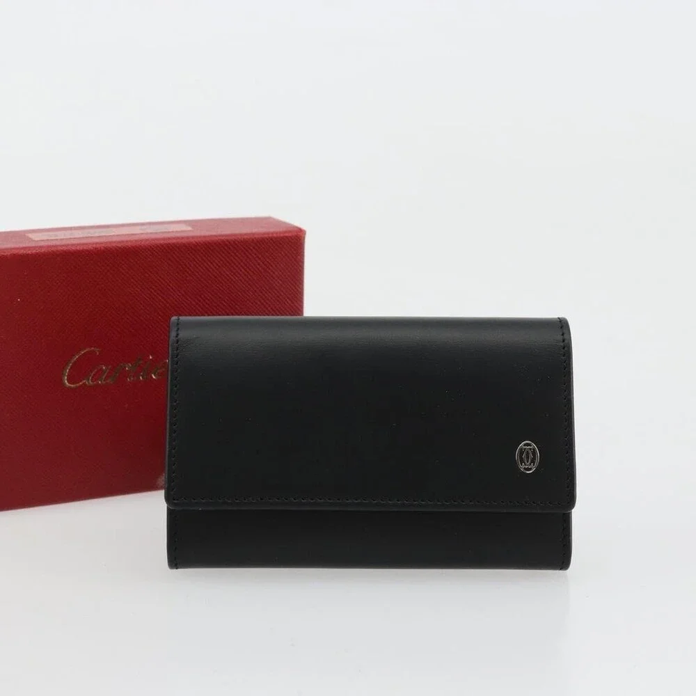 Cartier Leather Pasha Six Hooks Key Case Black